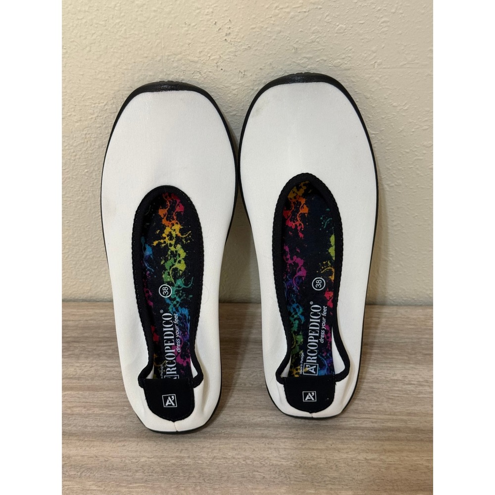 Arcopedico Women Ballet Flats 38 7.5 White Lytech Comfort Arch Support Travel - Picture 2 of 11